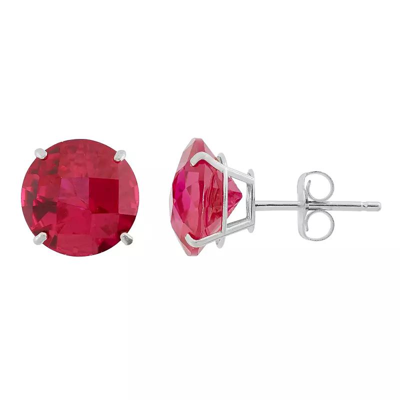 Designs by Gioelli Lab-Created Ruby 10k White Gold Stud Earrings, Womens, Red Product Image
