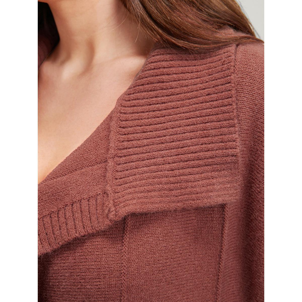 Plus Size Solid Soft Sexy Yarn Knit Lapel Collar Open Front Cardigan Maroon Women Casual Loose Long Sleeve Dailywear Cardigans BloomChic 14-16/1X Product Image