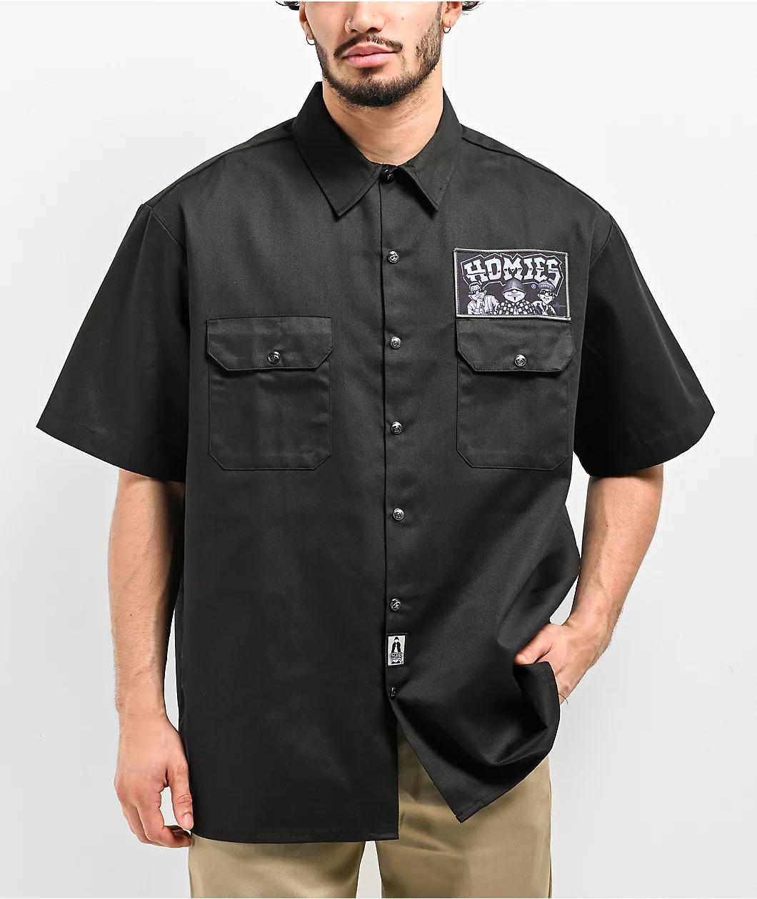 DGA Homies Wanna Take You Higher Black Button Up Short Sleeve Shirt Product Image
