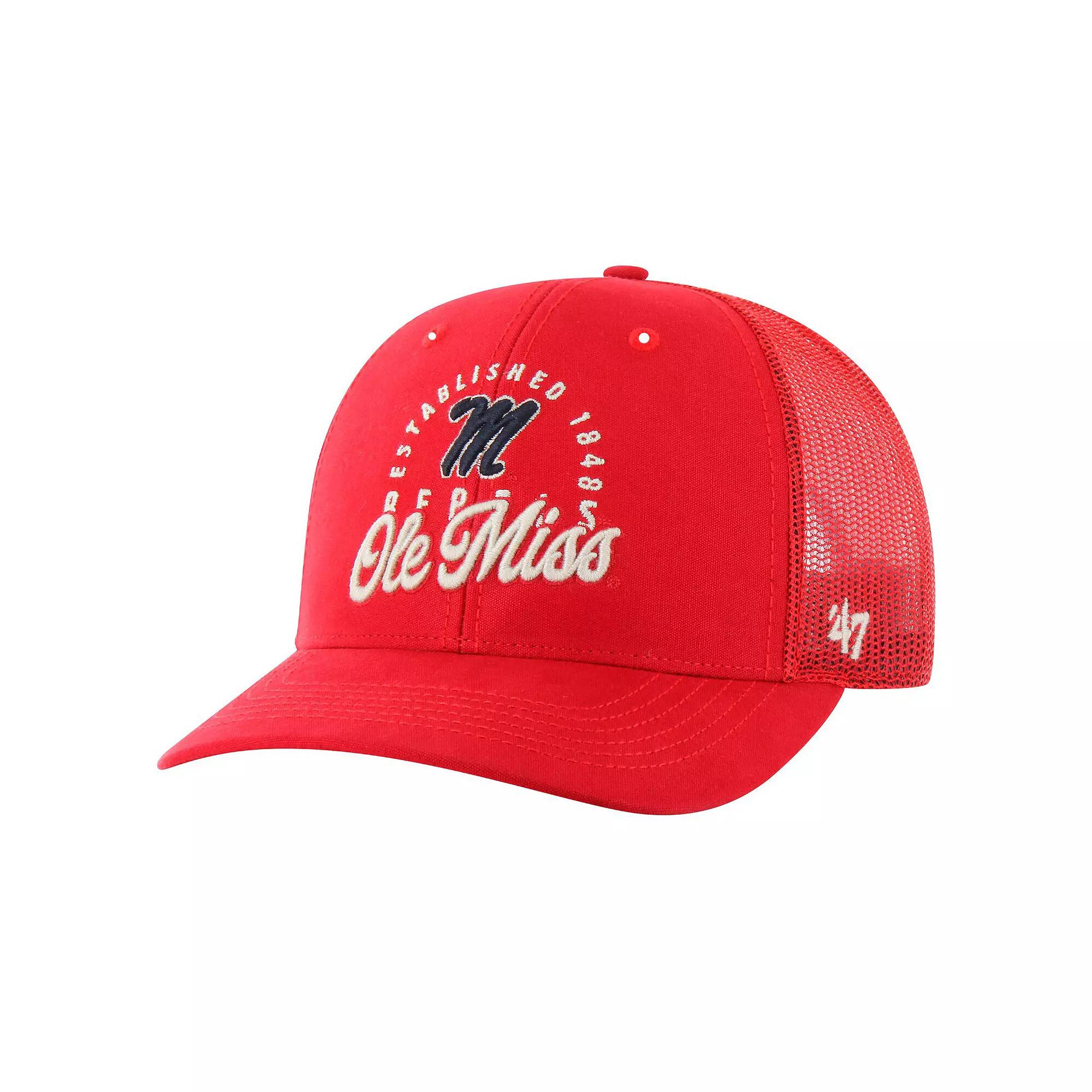 Men's '47 Red Ole Miss Rebels Pitstop Trucker Adjustable Hat Product Image