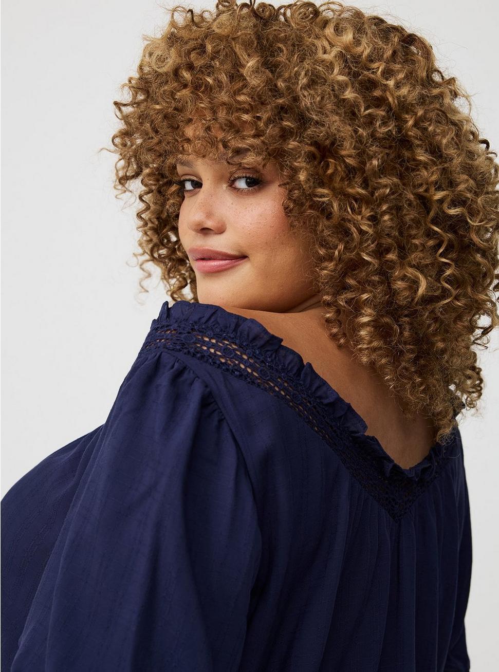 Crosshatch Dobby Lace-Trim Top Product Image