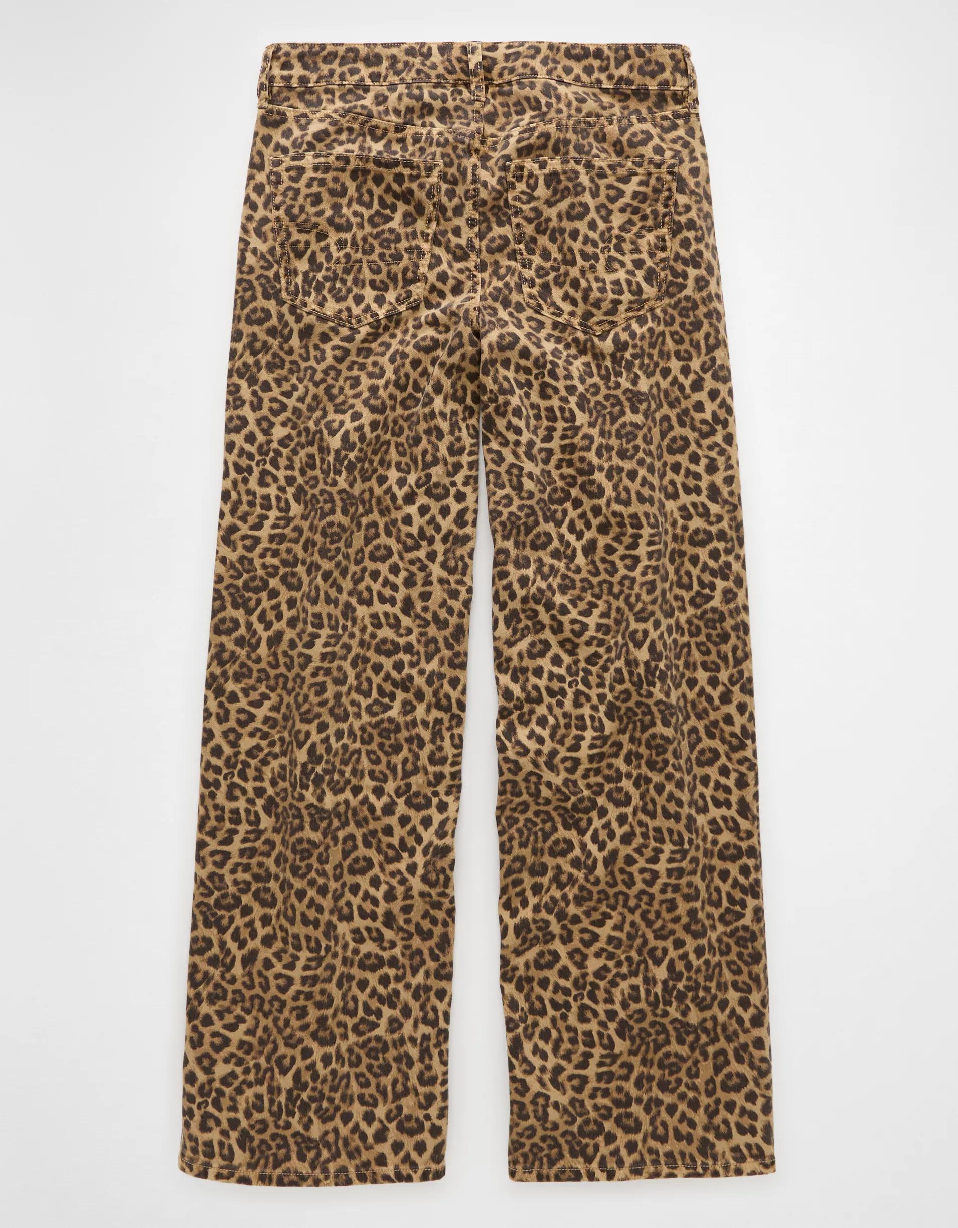 AE Stretch Leopard Low-Rise Baggy Wide-Leg Pant Product Image