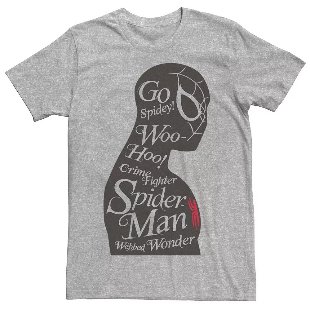 Men's Marvel Spider-Man Woo Hoo! Silhouette Text Tee, Size: Small, Athletic Grey Product Image