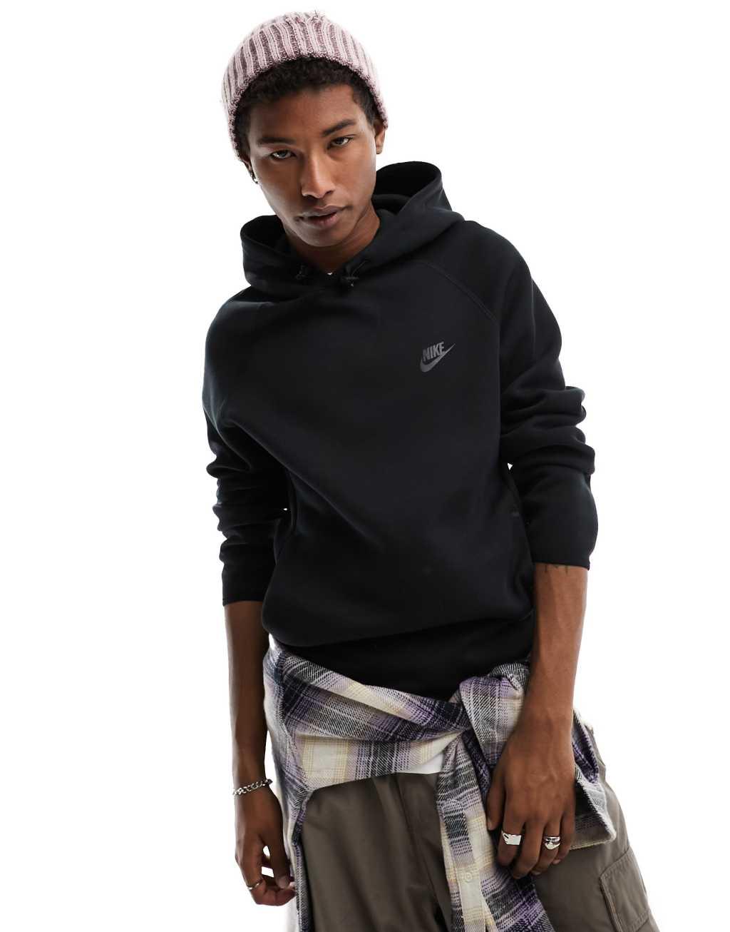 Mens Nike Sportswear Tech Fleece Pullover Hoodie | FB8016-010 Product Image