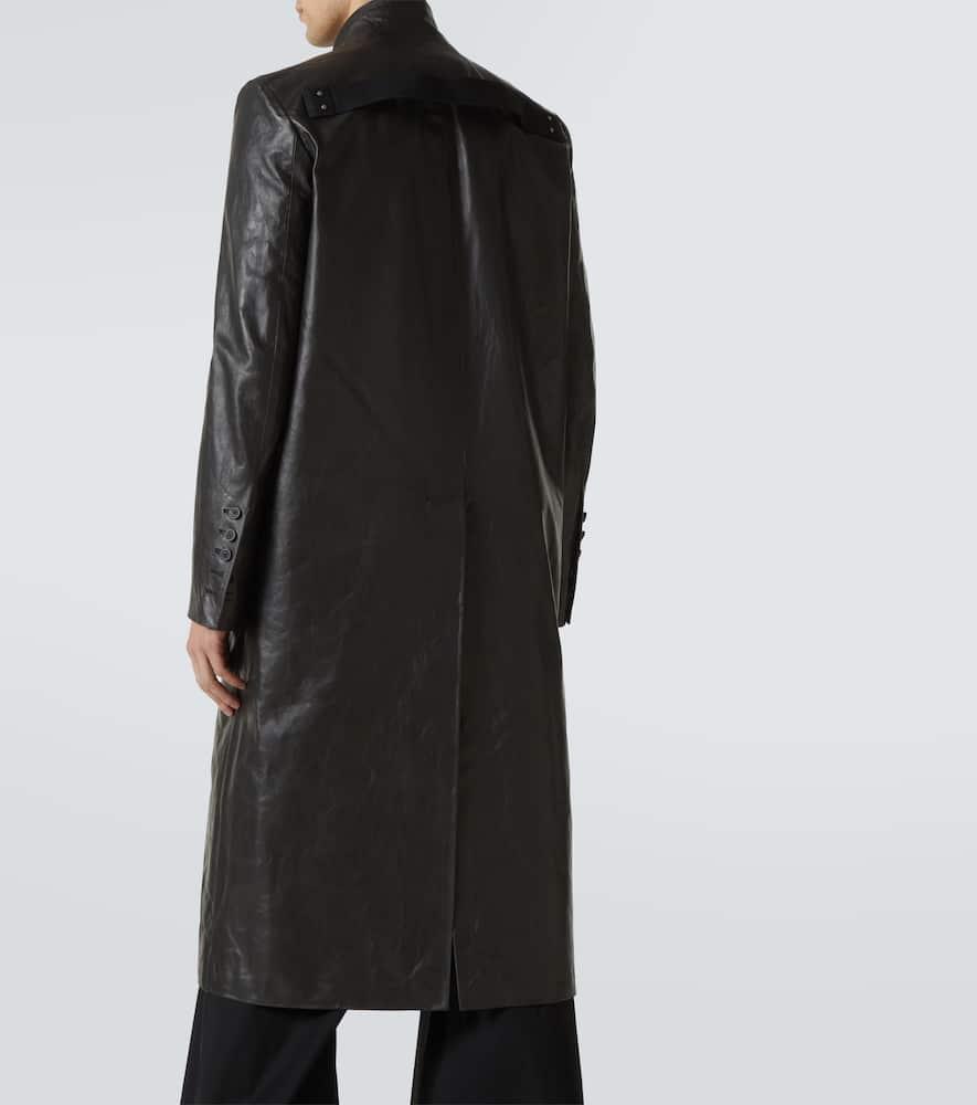 RICK OWENS Black Hollywood Lido Leather Coat In 09 Black Product Image