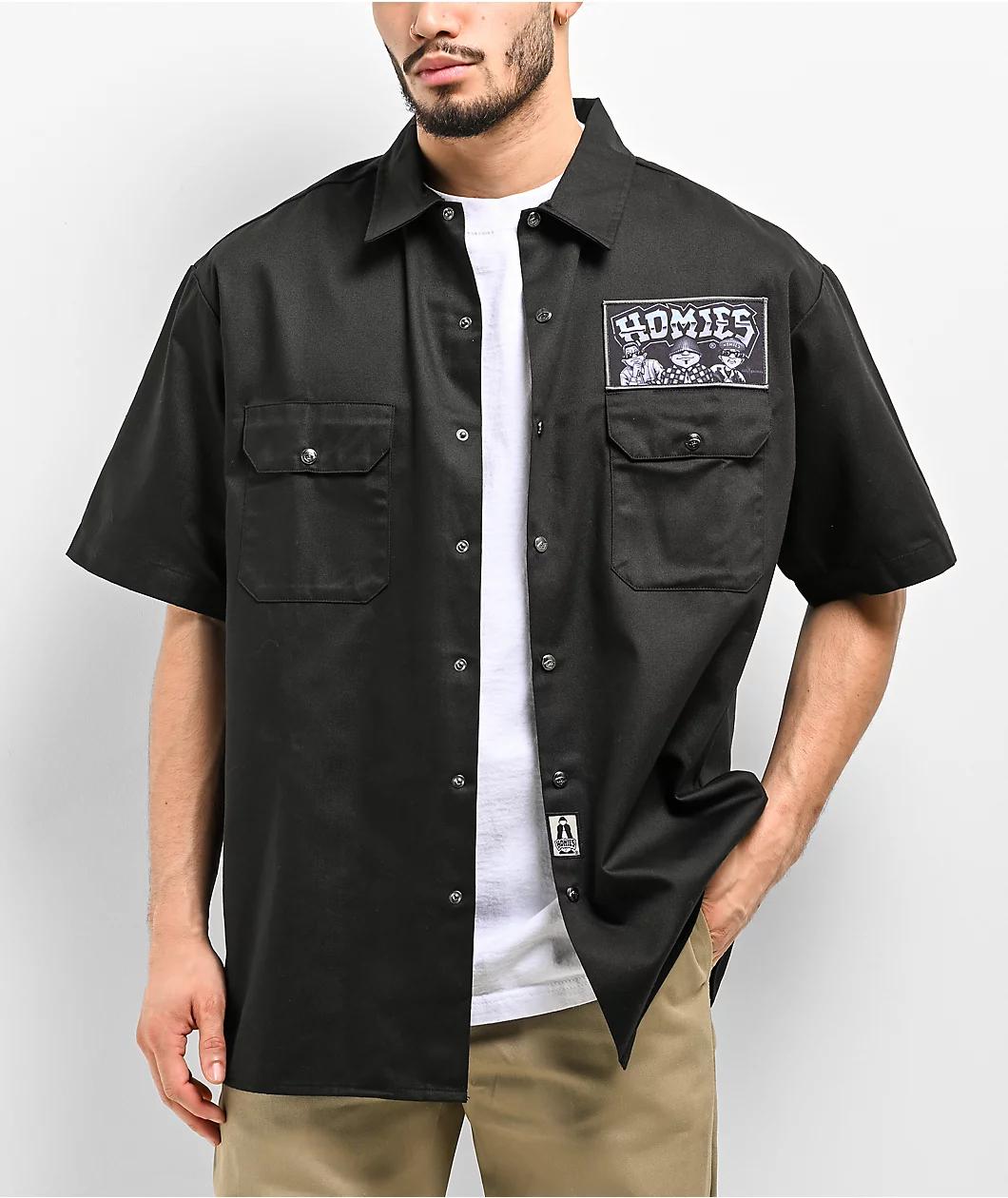 DGA Homies Wanna Take You Higher Black Button Up Short Sleeve Shirt Product Image