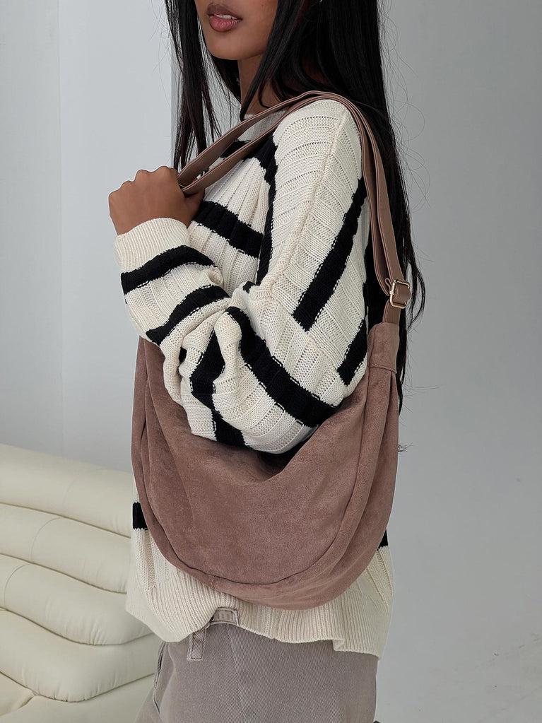 Ransom Faux Suede Shoulder Bag Taupe Product Image