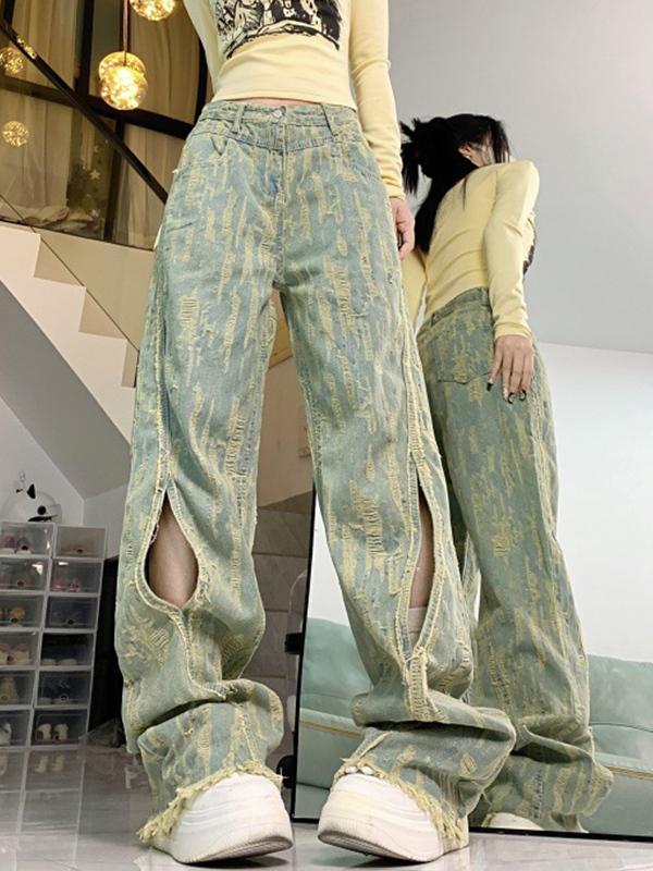 Vintage Ripped Raw Trim High Rise Boyfriend Jeans Product Image