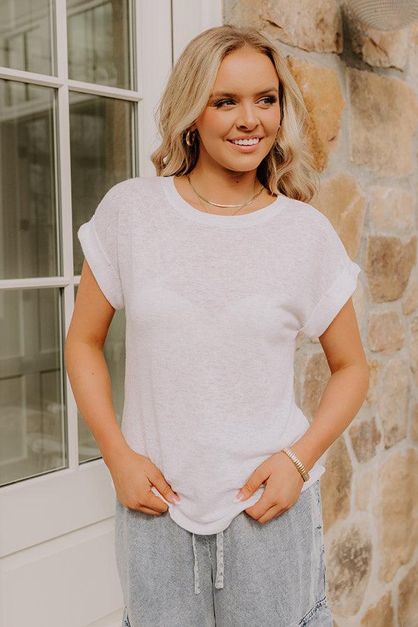 Casual Couture Knit Tee in White Product Image