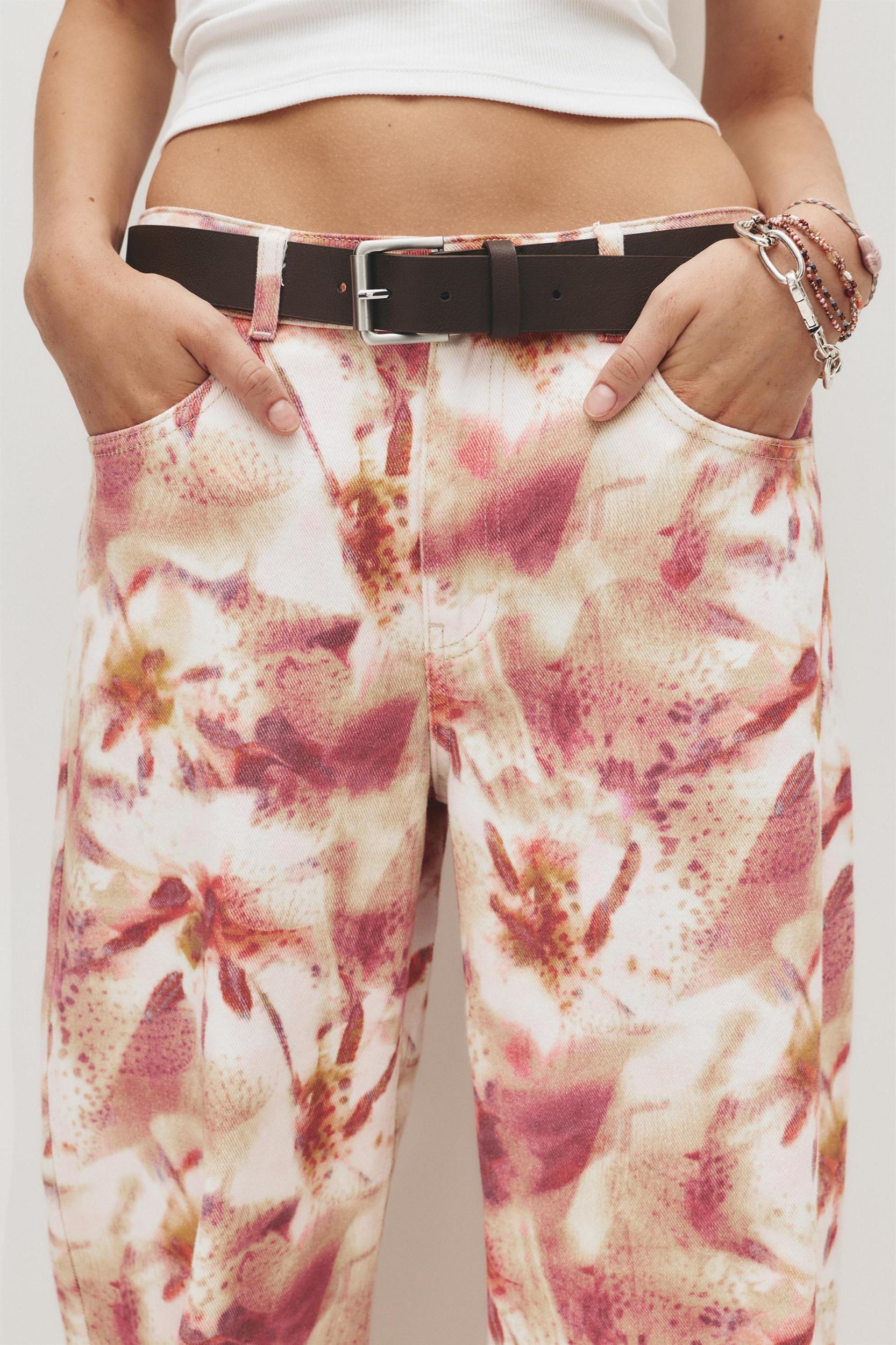 Floral print baggy jeans Product Image