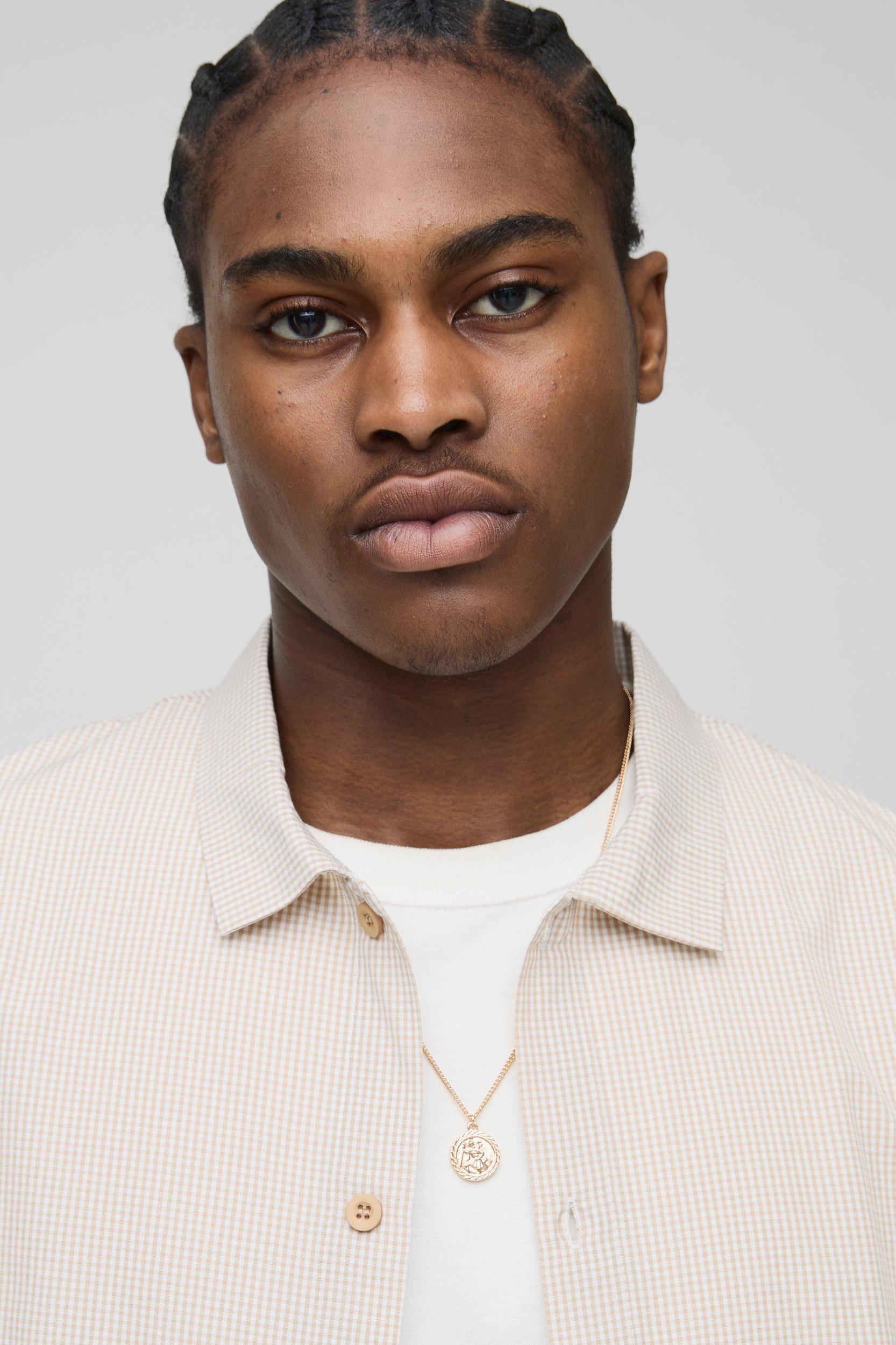 Oversized Boxy Micro Plaid Collared Shirt | boohooMAN USA Product Image