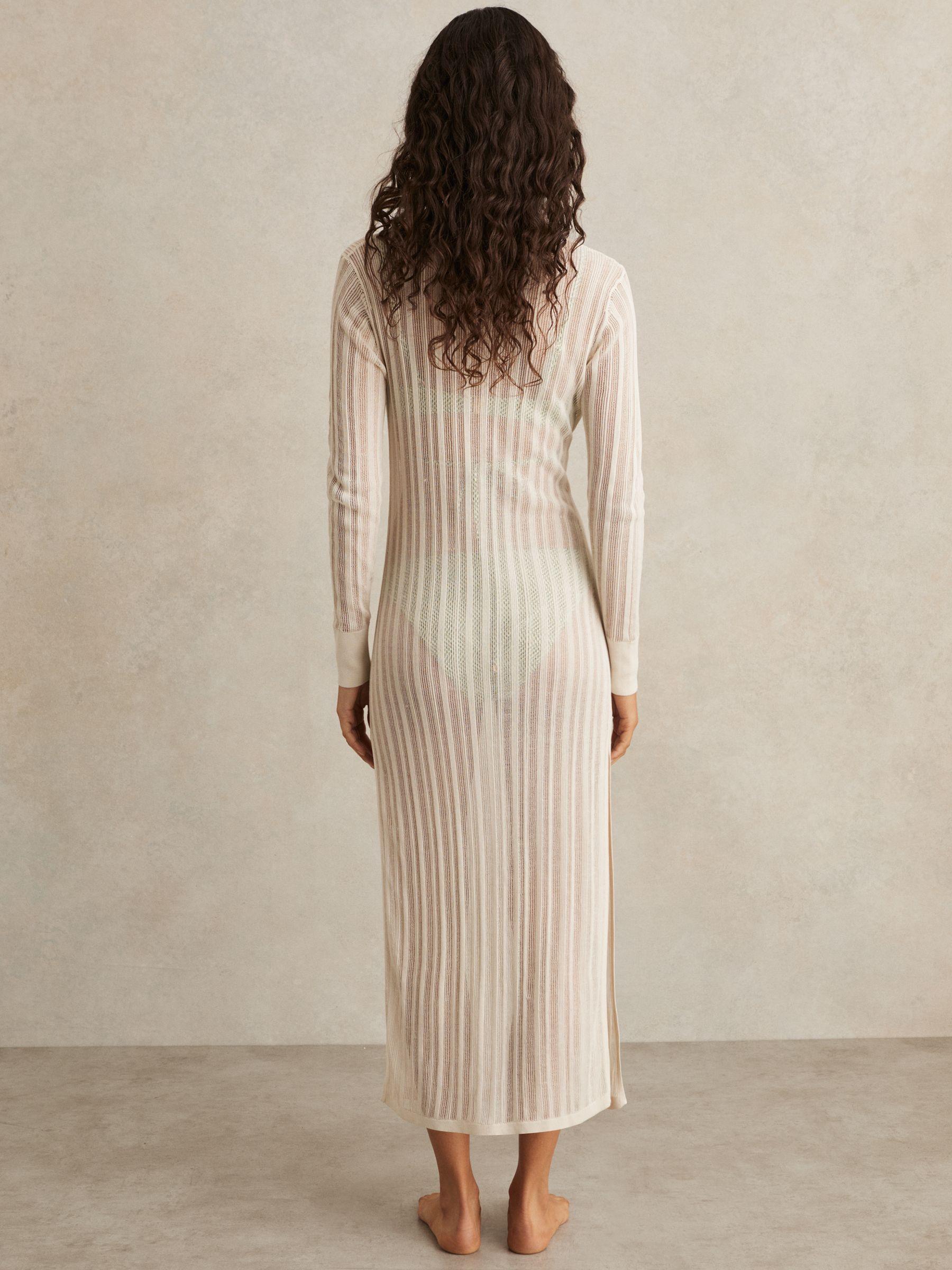 Knitted Beach Cover-Up Dress in Cream Product Image