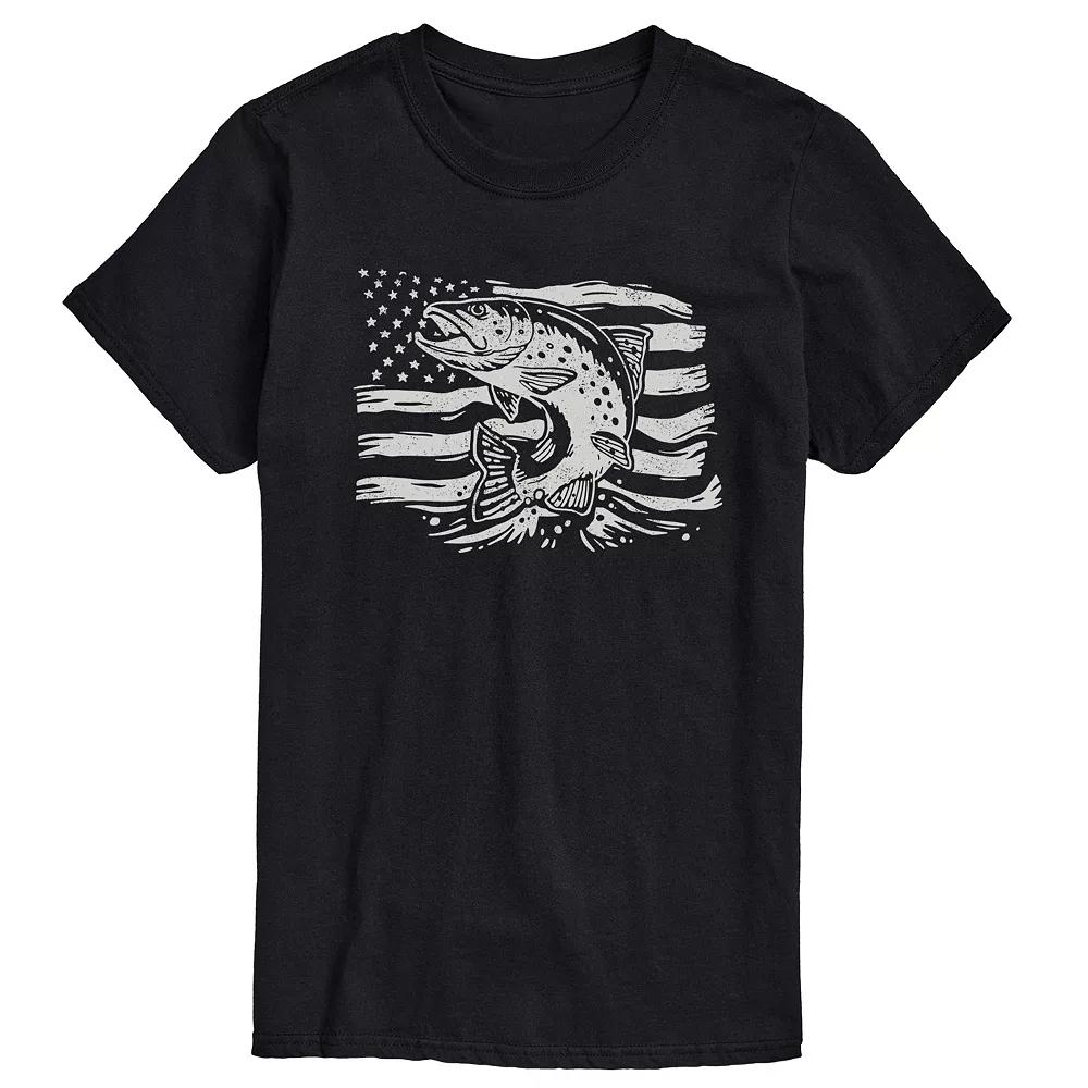 Men's Trout American Flag Graphic Tee,  Product Image