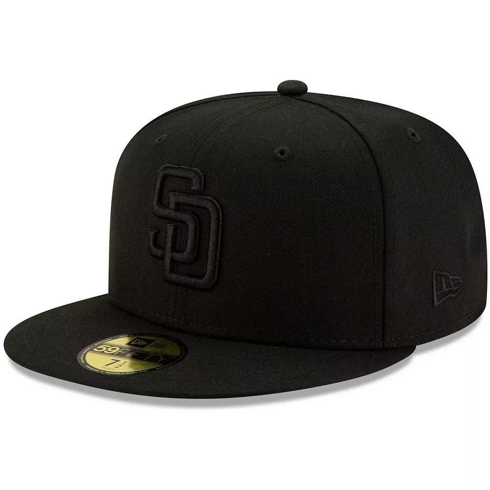 Men's New Era Black San Diego Padres Black on Black 59FIFTY Fitted Hat, Size: 7 Product Image