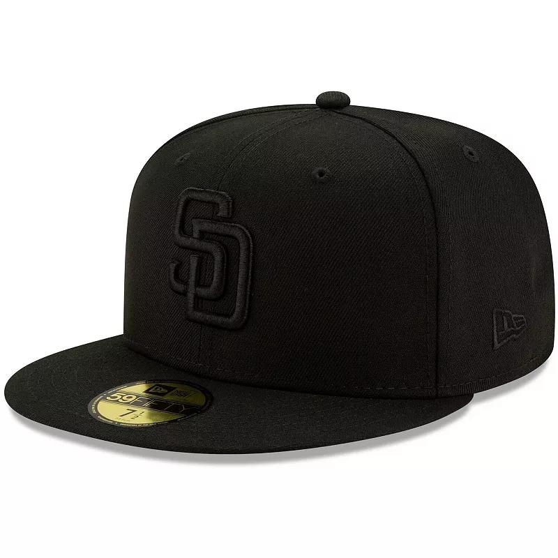Men's New Era Black San Diego Padres Black on Black 59FIFTY Fitted Hat, Size: 7 Product Image