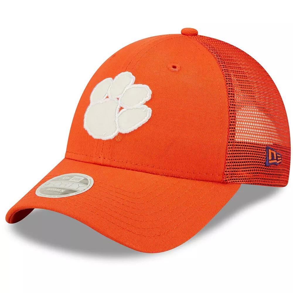 Women's New Era Orange Clemson Tigers 9FORTY Logo Spark Trucker Snapback Hat Product Image