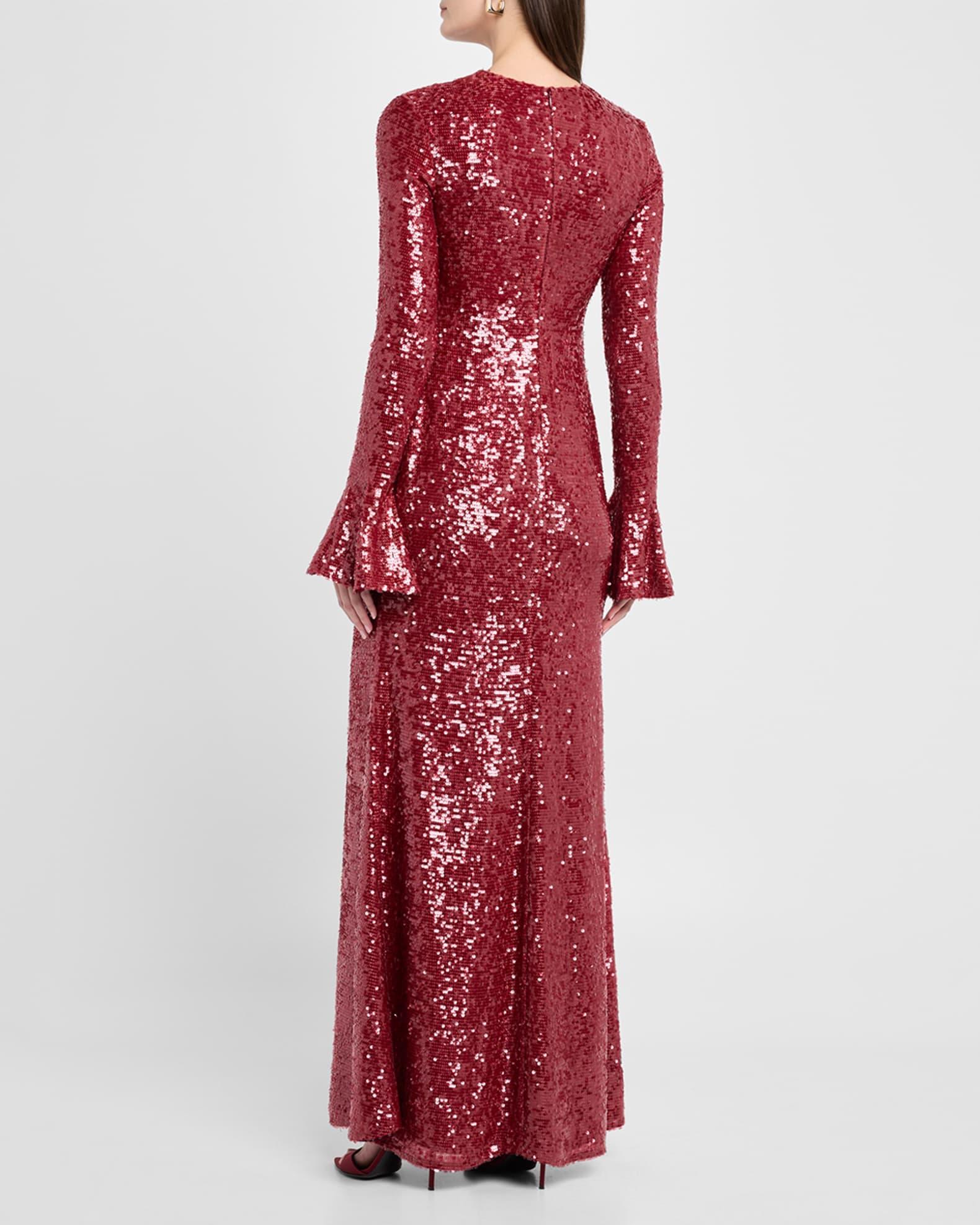 Sequined Flare-Sleeve Gown Product Image