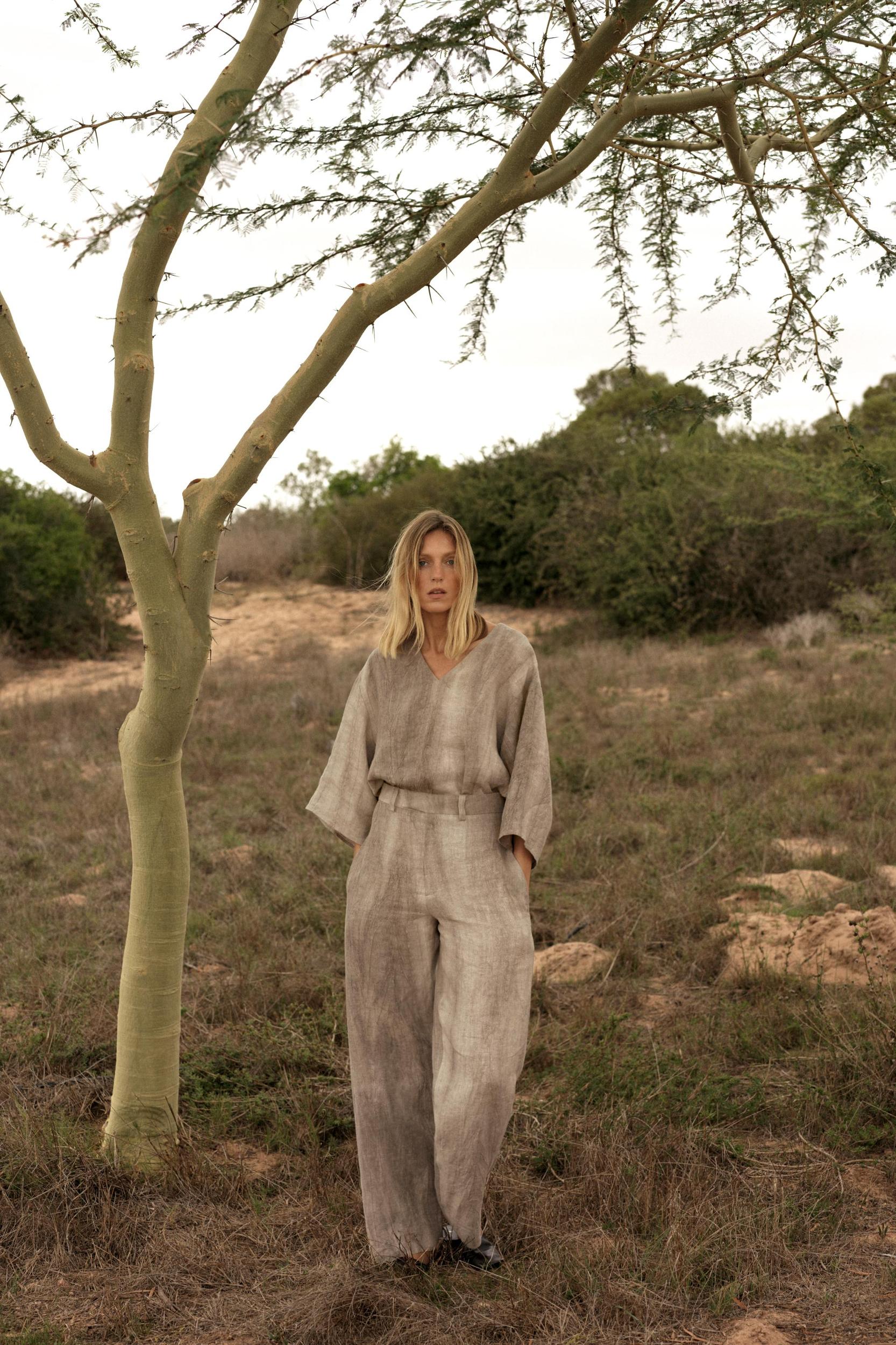 ZW COLLECTION 100% LINEN TIE-DYE BALLOON PANTS Product Image