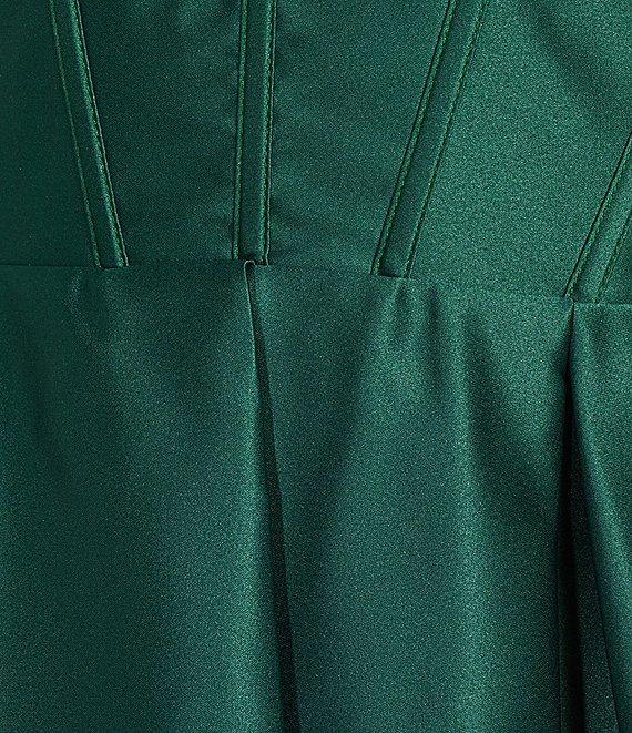 Blondie Nites Spaghetti Strap Sweetheart Drape Corset Satin Dress Product Image