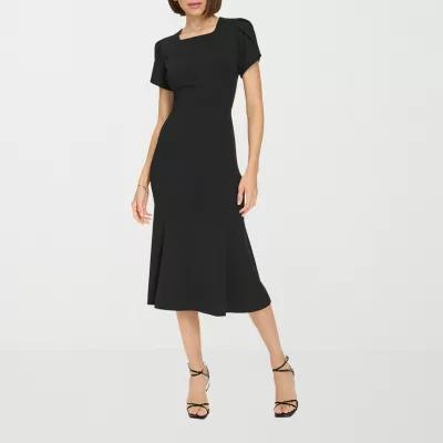 Marc New York Womens Short Sleeve Midi Fit + Flare Dress Product Image