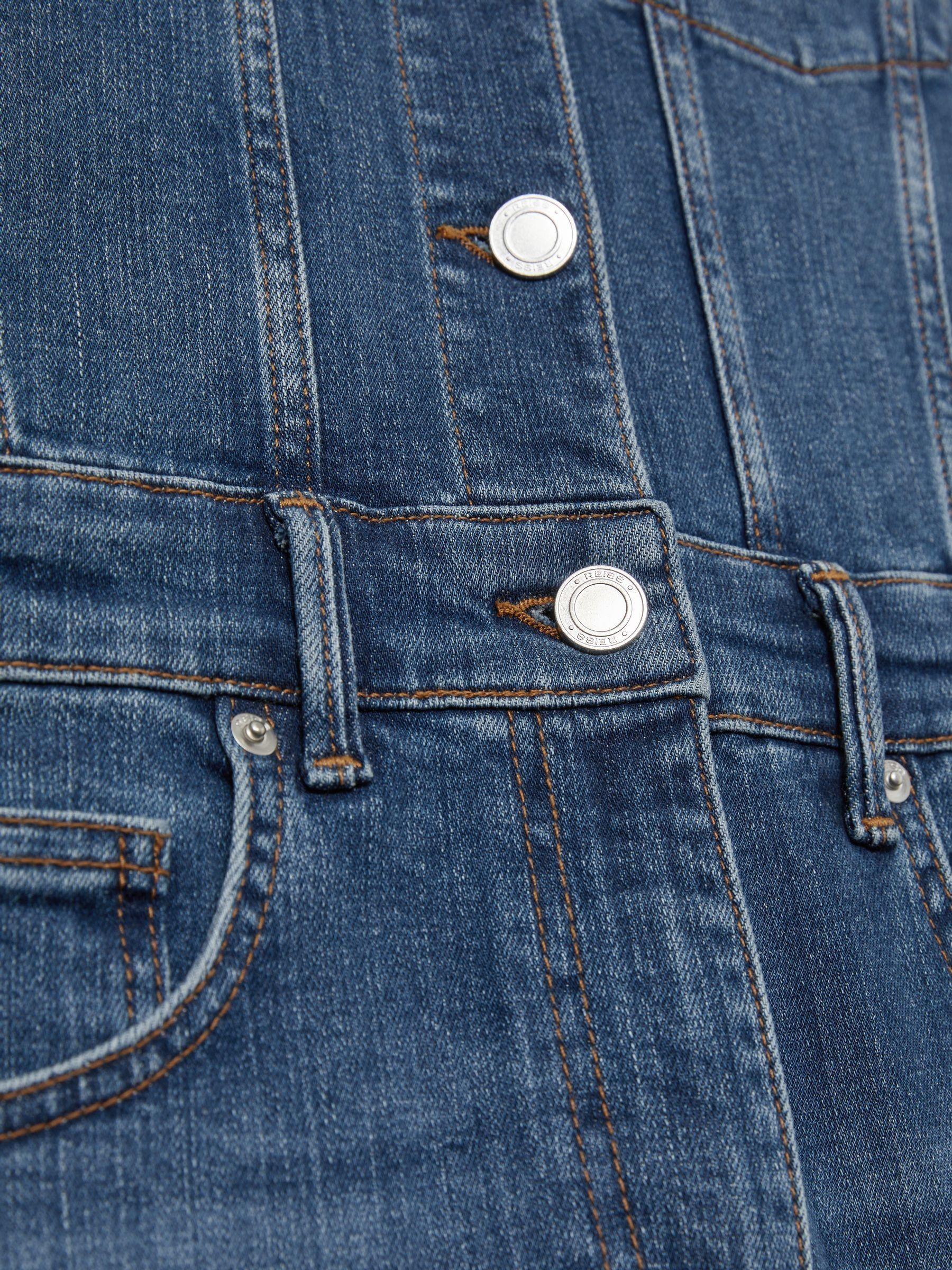 Cotton-Blend Denim Relaxed-Fit Jumpsuit in Mid Blue Product Image