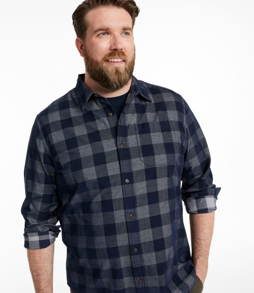 Men's Sunwashed Corduroy Shirt, Slightly Fitted Untucked Fit, Plaid Product Image
