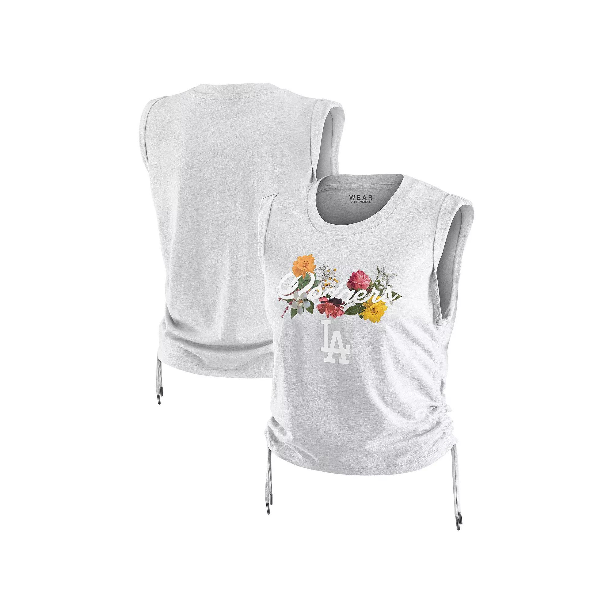 Women's WEAR by Erin Andrews  Heather Gray Los Angeles Dodgers Cinched Tank Top, Size: XXL, Grey Product Image