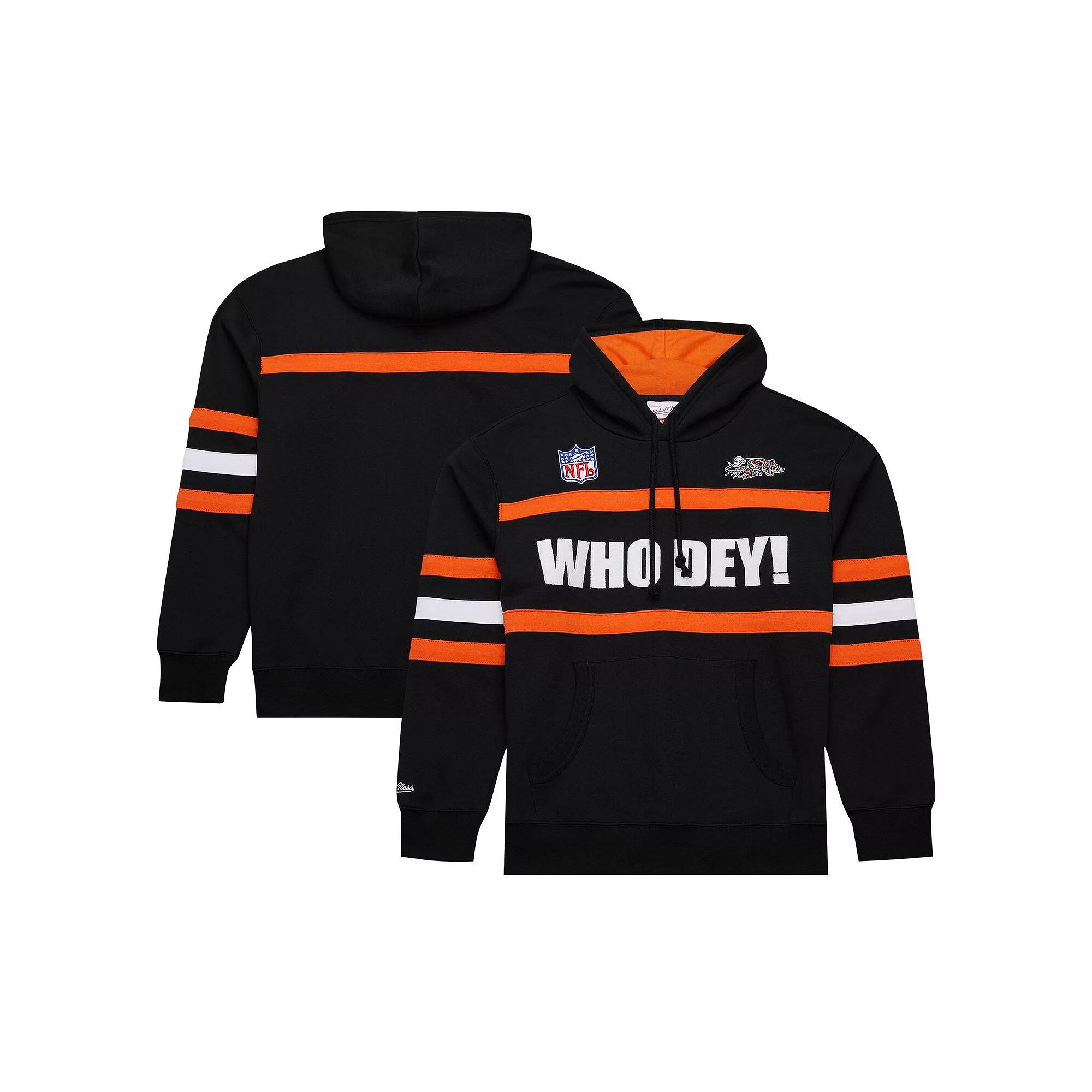 Men's  Black Cincinnati Bengals Vintage Logo Head Coach Fleece Pullover Hoodie, Size: Large Product Image