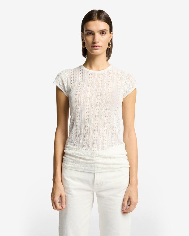 Short Sleeve Pointelle Crew Sweater Product Image