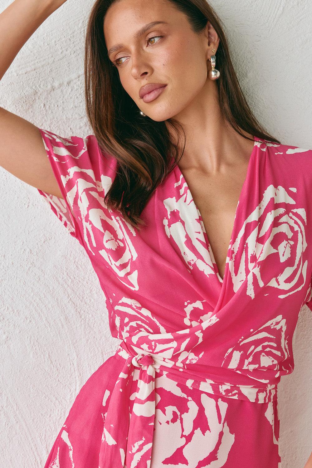 Salma Wrap Mini Dress Rosa Product Image