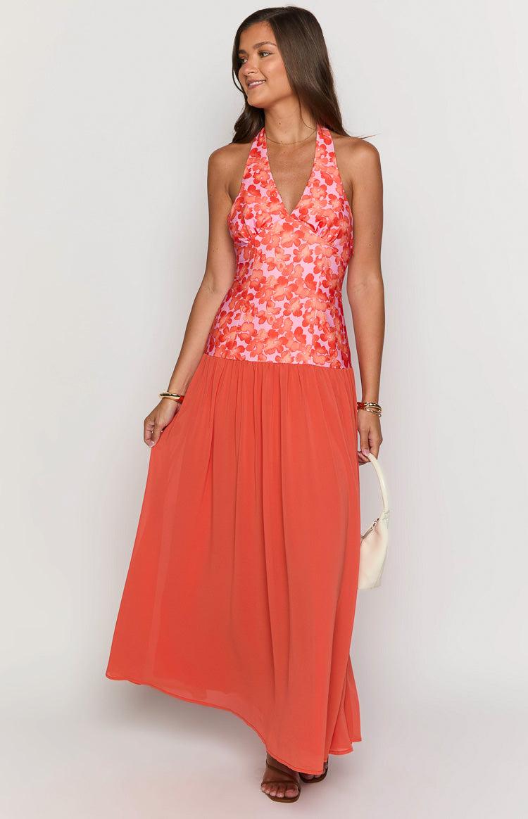 Roxanne Orange Floral Maxi Dress Product Image