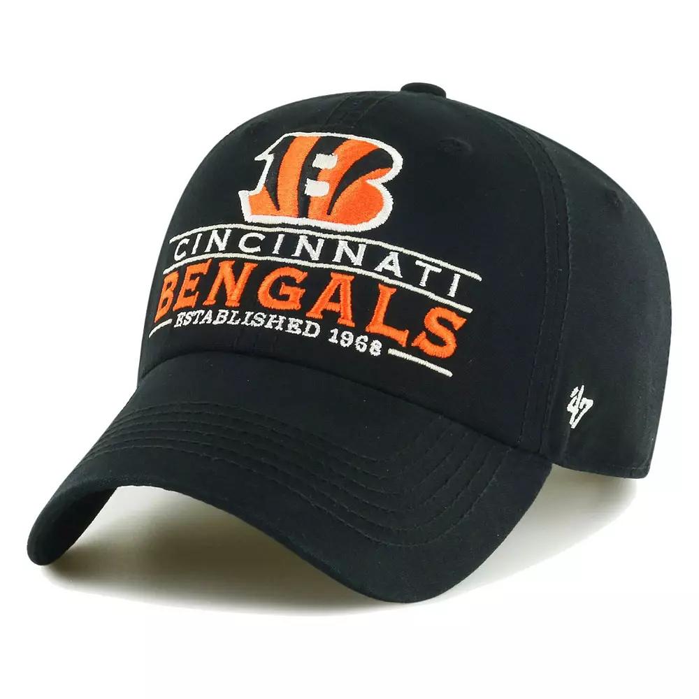 Men's '47 Black Cincinnati Bengals Vernon Clean Up Adjustable Hat Product Image