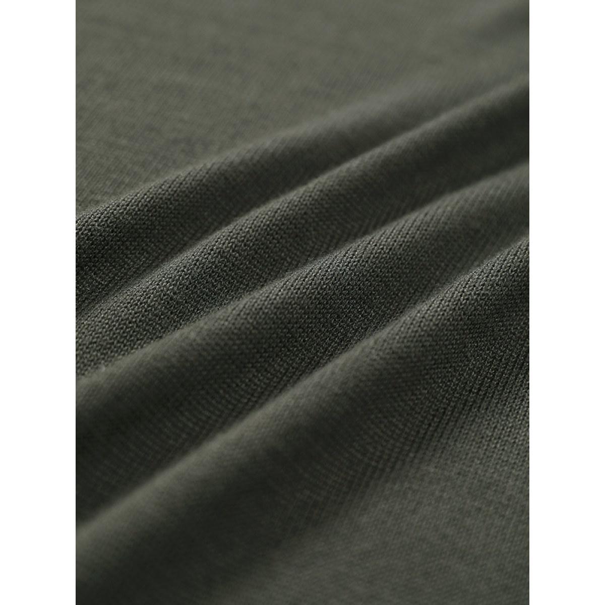 Plus Size Supersoft Essentials Solid Open Front Geo Eyelet Cardigan ArmyGreen Women Casual Loose Long Sleeve Everyday Cardigans BloomChic 12/L Product Image