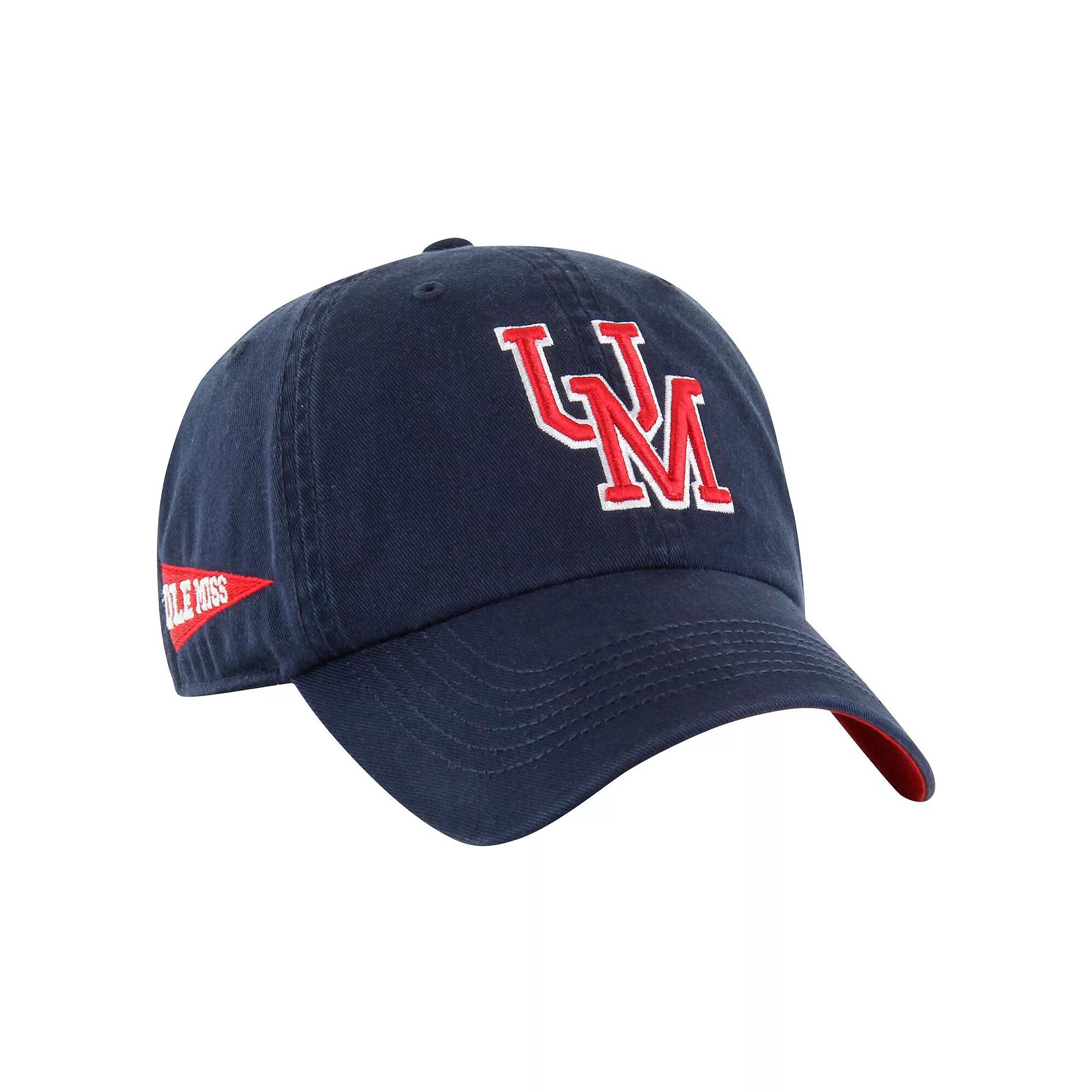 Men's '47 Navy Ole Miss Rebels Vintage Sure Shot Franchise Fitted Hat,  Product Image