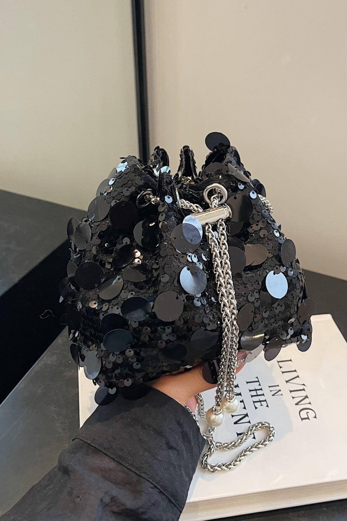 Drawstring Sequin Crossbody Bag Product Image