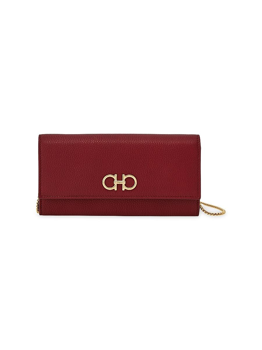 Womens Gancini Leather Wallet on Chain Product Image