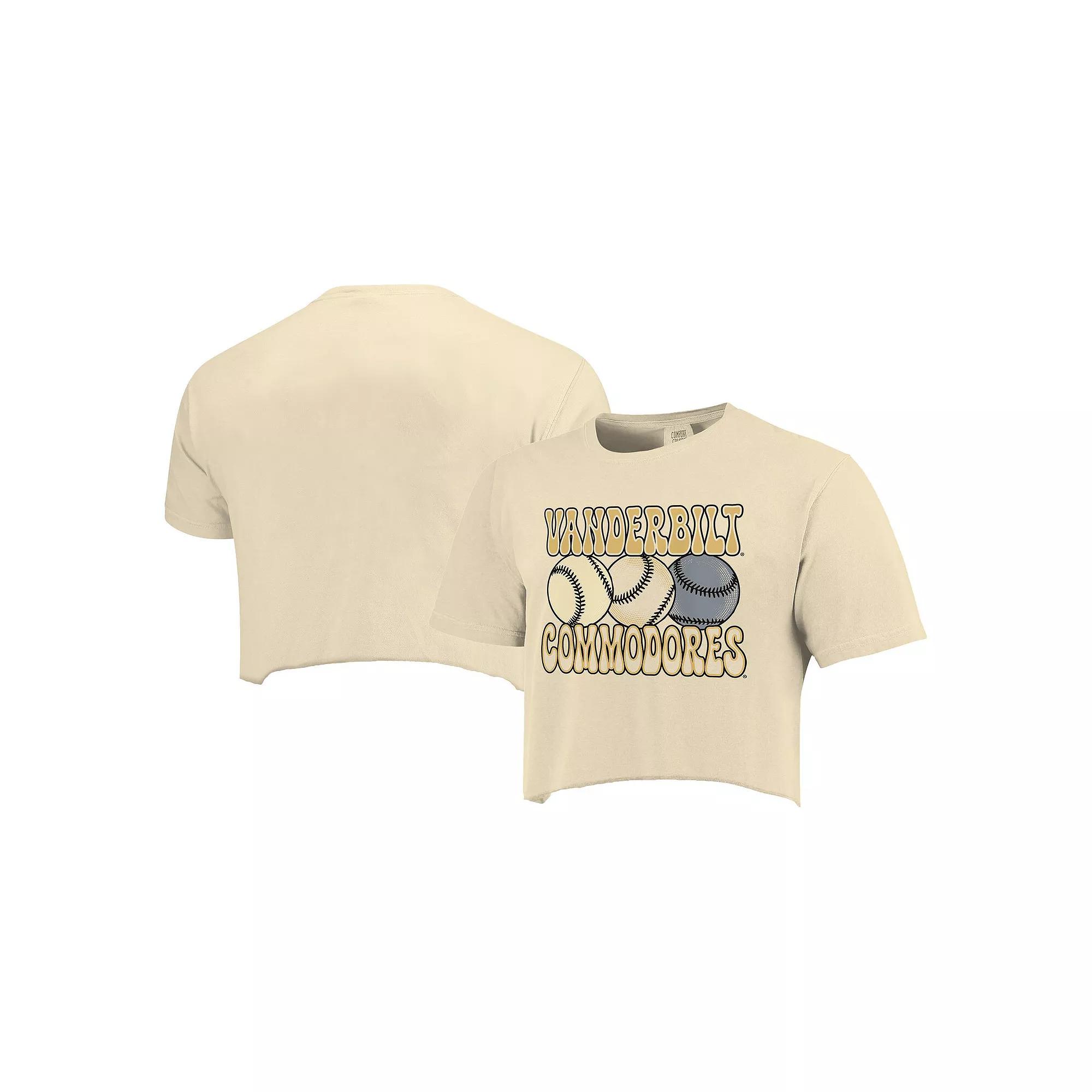 Women's Natural Vanderbilt Commodores Comfort Colors Baseball Cropped T-Shirt, Size: Medium, Beige Product Image