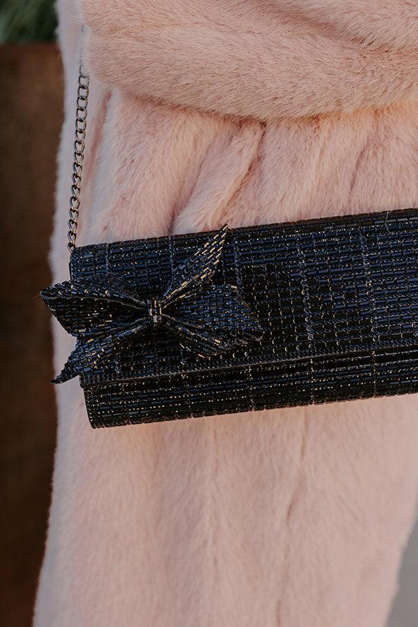Gala Ready Rhinestone Clutch in Black Product Image