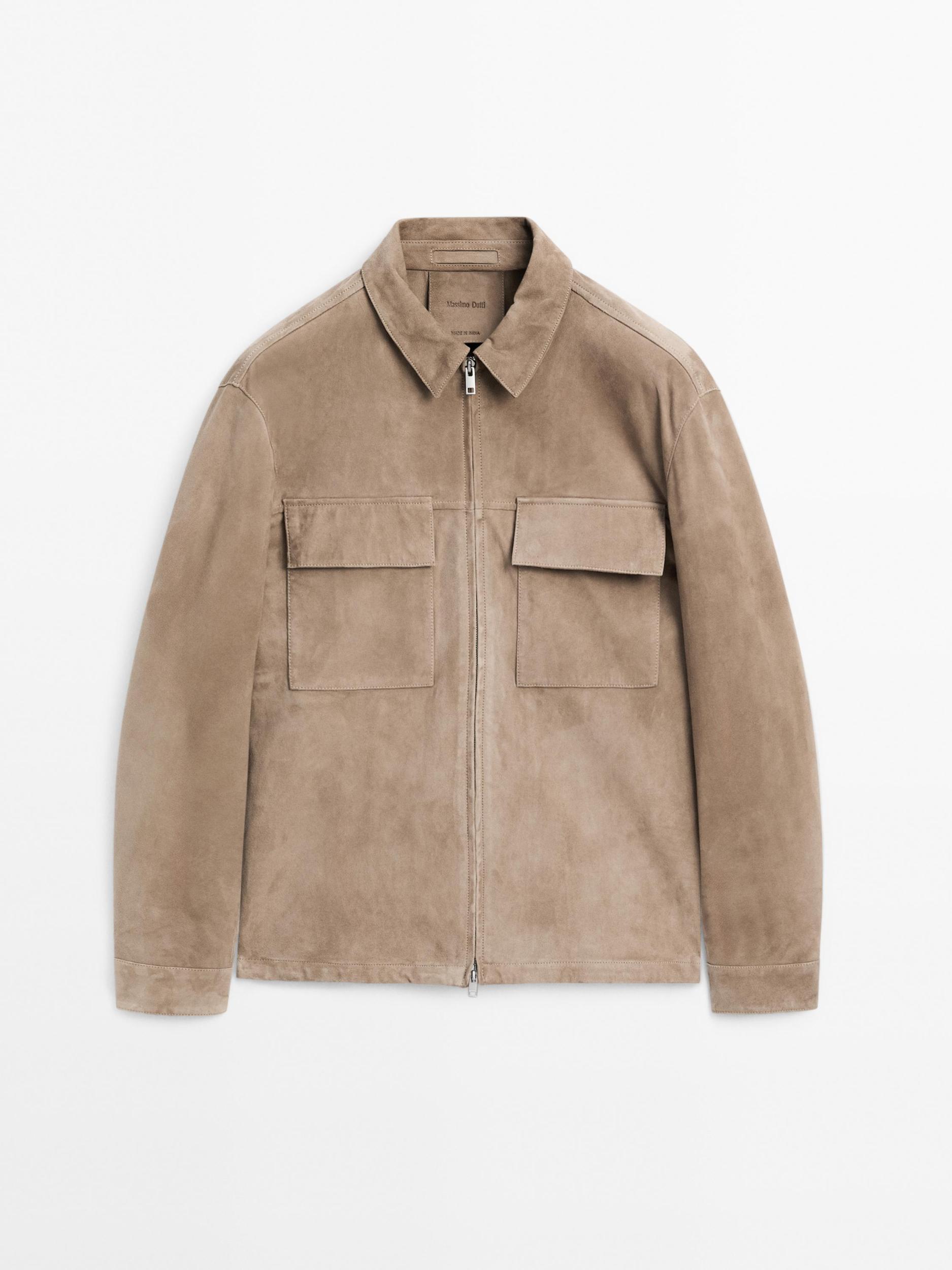 Short suede leather jacket Product Image