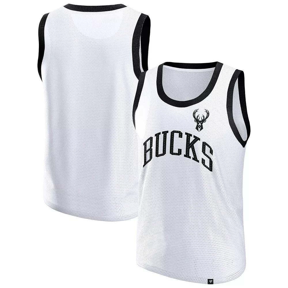 Men's Fanatics White Milwaukee Bucks Mesh Tank Top,  Product Image
