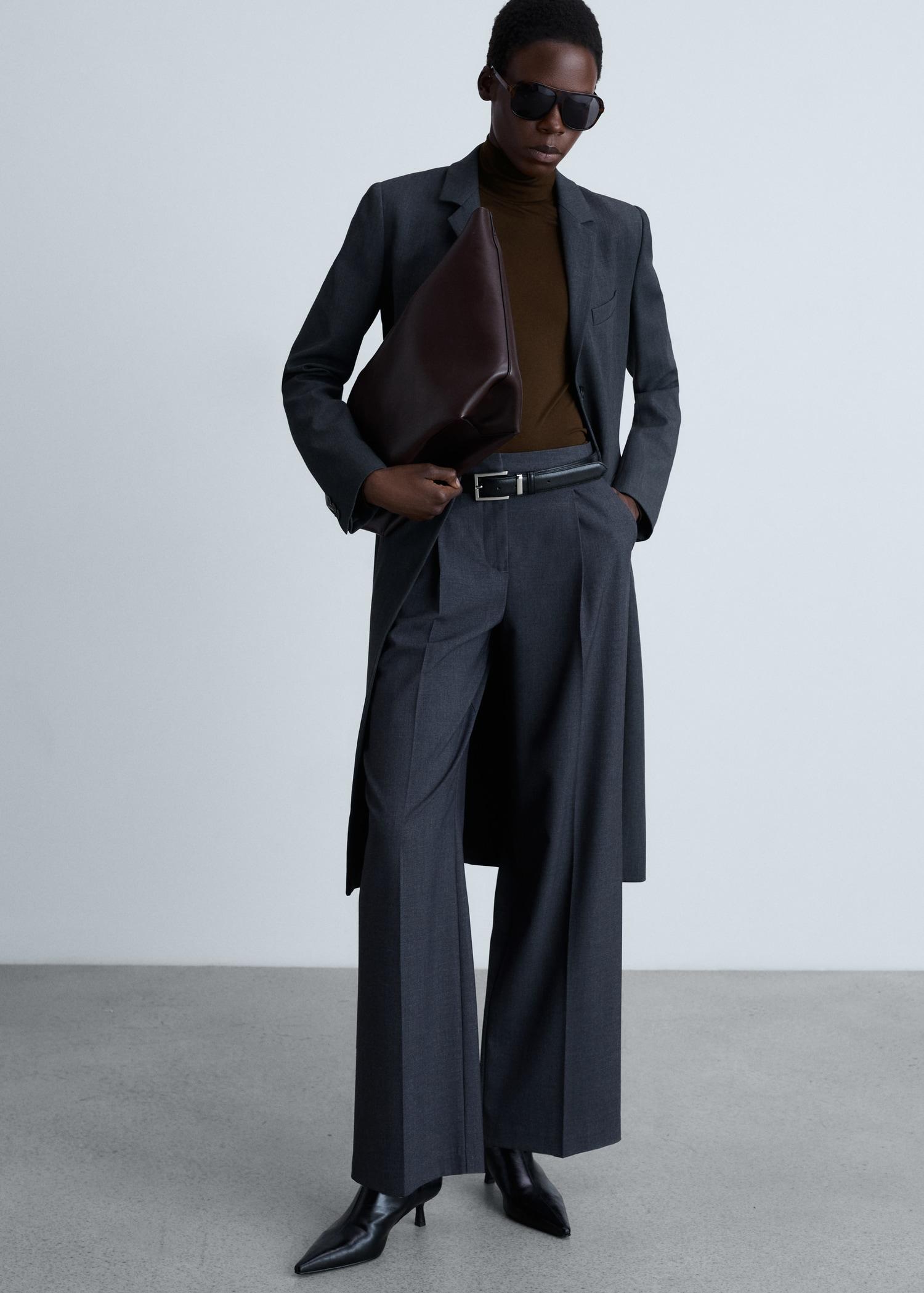 Long-sleeved t-shirt with perkins neck - Women | MANGO USA Product Image