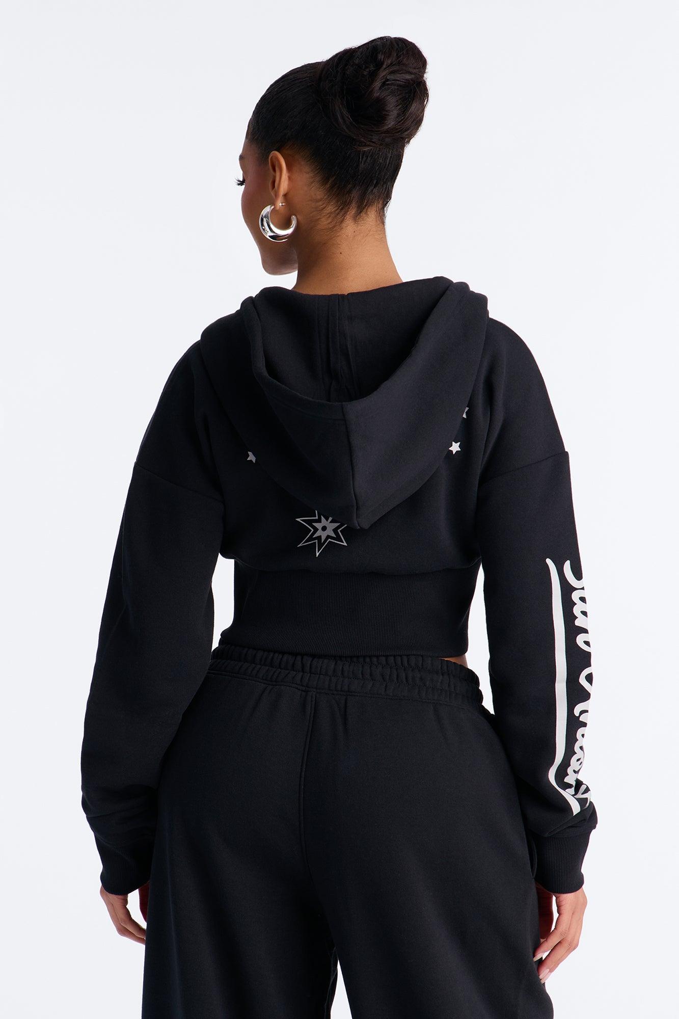 NBA San Antonio Spurs Cropped Fleece Full Zip Hoodie - Black Female Product Image