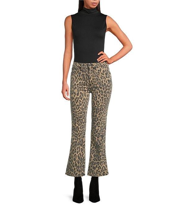 Good American Good Standard Leopard Print High Rise Mini Kick Flare Jeans Product Image