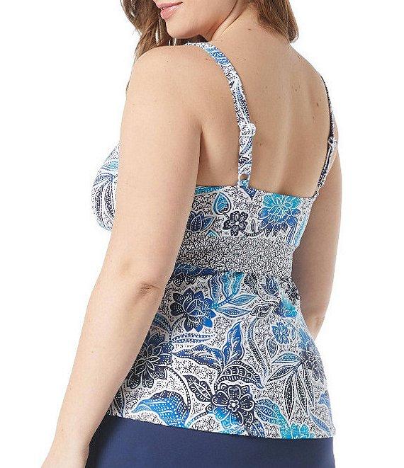 Beach House Plus Size Samoan Floral Adele V-Neck Fitted Tankini Swim Top Product Image