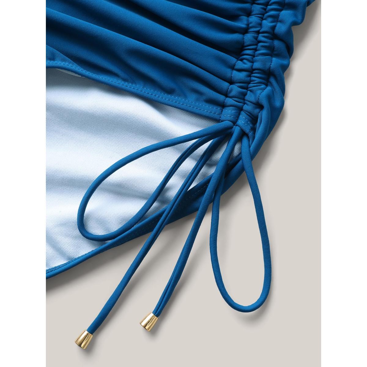 Plus Size Lotus Leaf Edge Drawstring One-Piece Swimsuit Women's Swimwear Aegean Beach Drawstring Curve Bathing Suits High stretch One Pieces BloomChic 26/4X Product Image