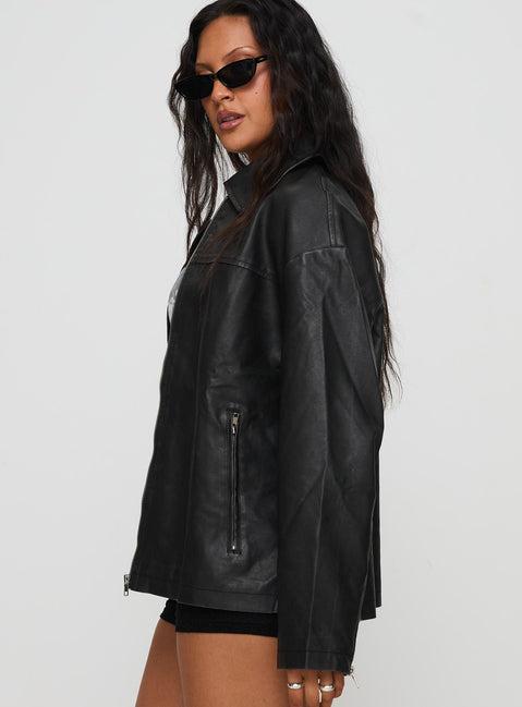 Napoleon Faux Leather Jacket Black Product Image