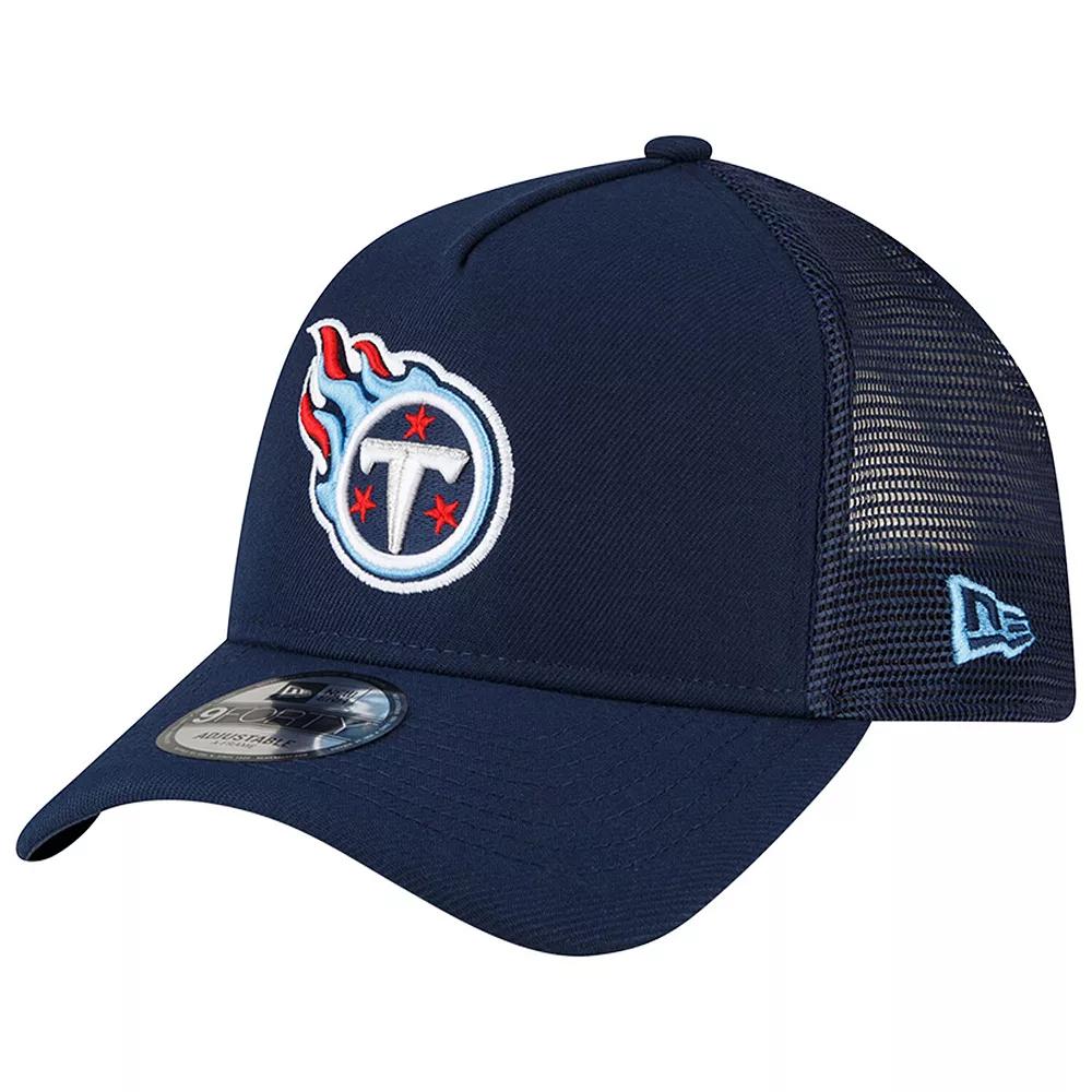 Men's New Era Navy Tennessee Titans  A-Frame Trucker 9FORTY Adjustable Hat, Blue Product Image