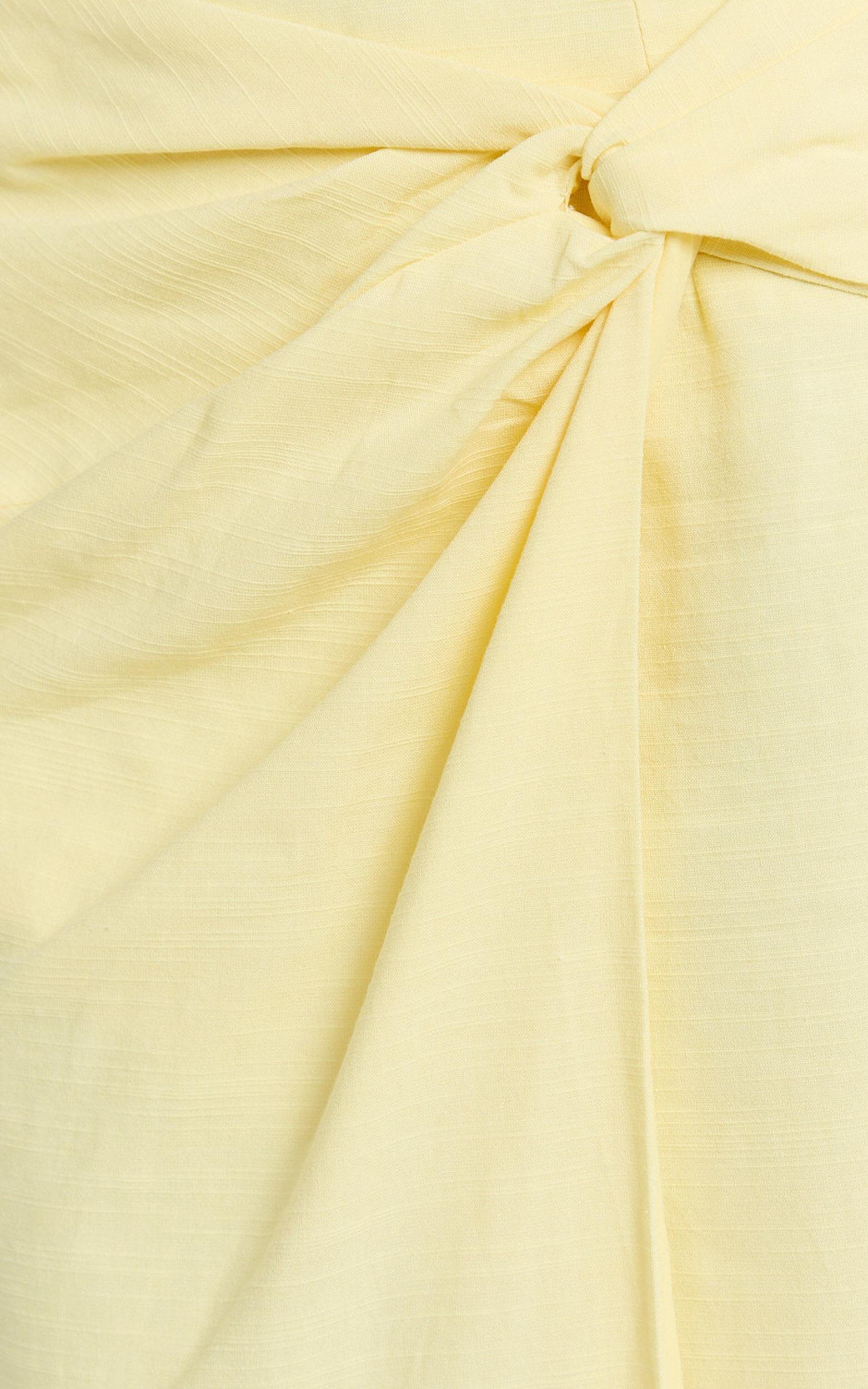 Gibson Two Piece Top and Skirt Set - Linen Crop Top and Knot Front Midi Skirt Set in Yellow Product Image