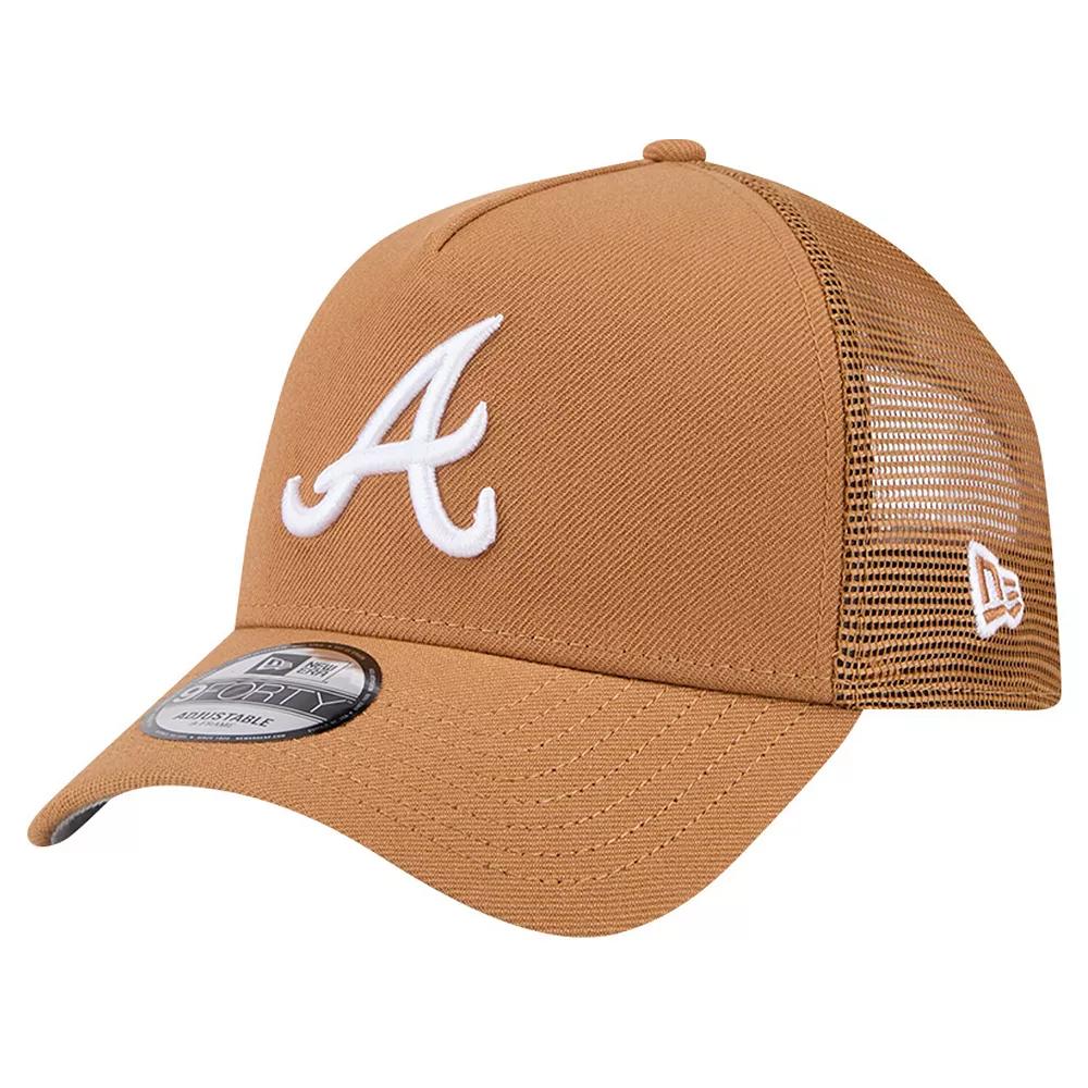 Men's New Era Brown Atlanta Braves A-Frame Trucker 9FORTY Adjustable Hat Product Image