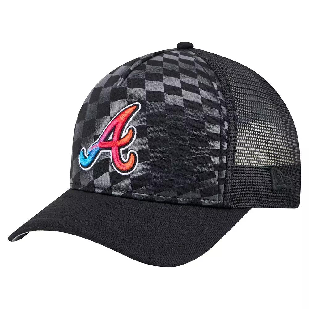 Men's New Era Black Atlanta Braves Gradient 9FORTY A-Frame M-Crown Trucker Adjustable Hat Product Image